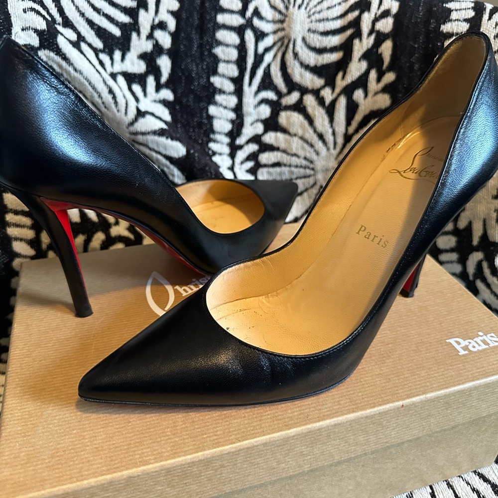 Christian Louboutin Black Apostrophy Pumps with Red Sole